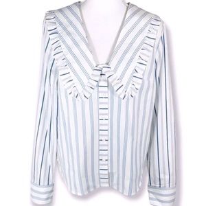 Anthropologie Maeve Ruffled Collar Button down NWT